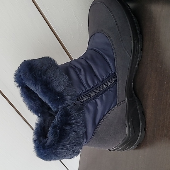 NEW Easy Street Frosty Waterproof Ankle Winter Boots Navy Size 6 Women's Fur - Picture 5 of 9